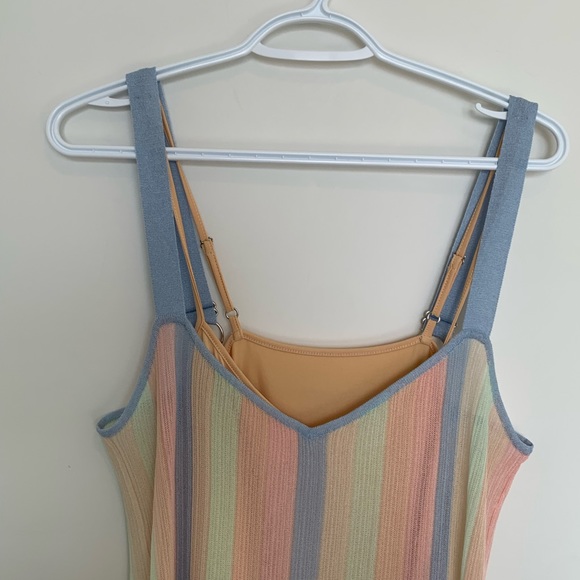 Revolve song of style carousel midi dress tencel lined size small pastel stripes - Picture 6 of 9